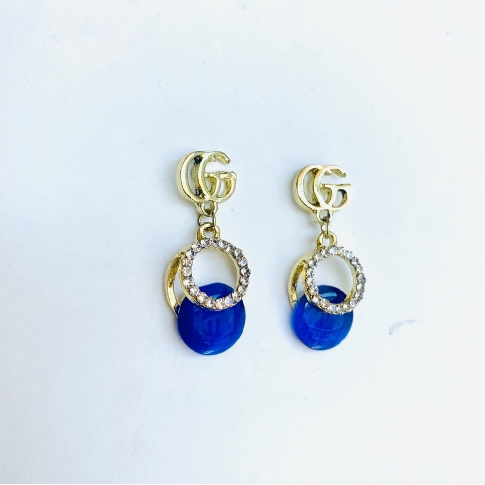 GG Logo Gold & Diamond Topaz Accent Dangle Earrings